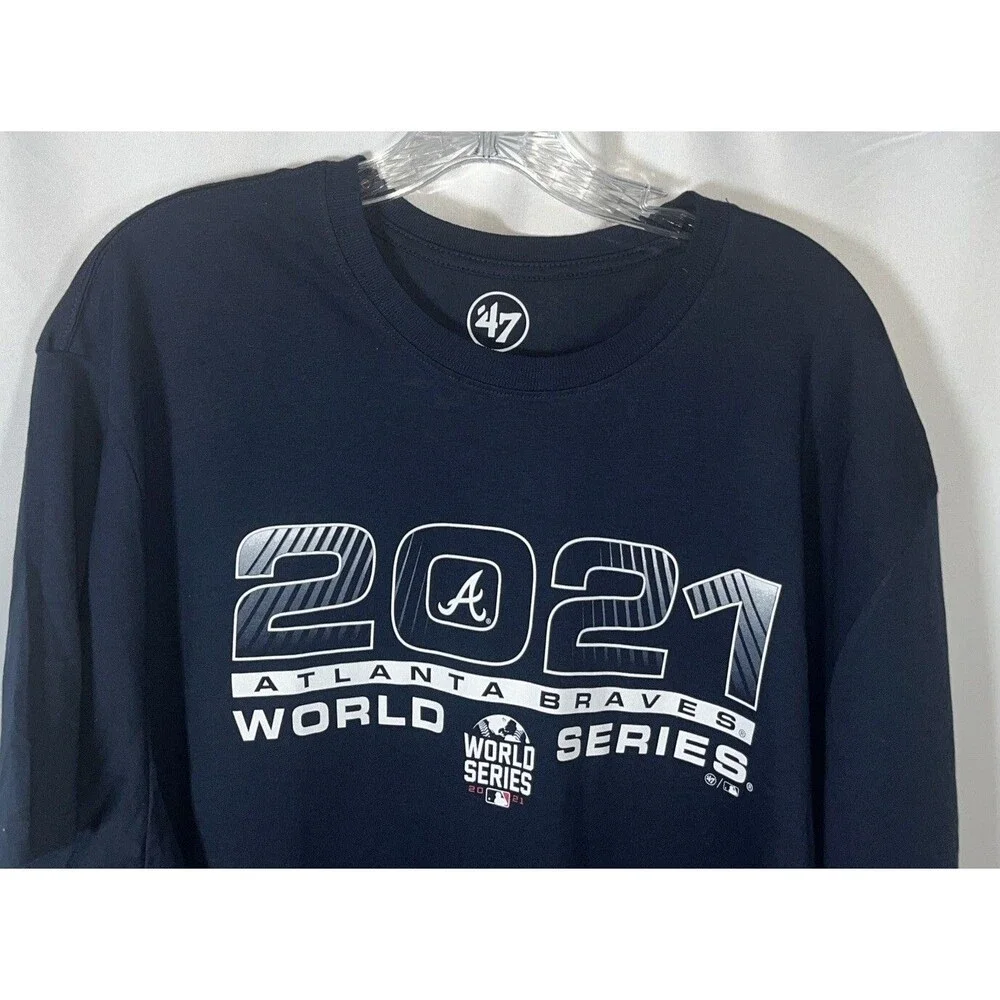 47 Atlanta Braves 2021 World Series Navy Blue Unisex T-shirt Size 2XL Sports
